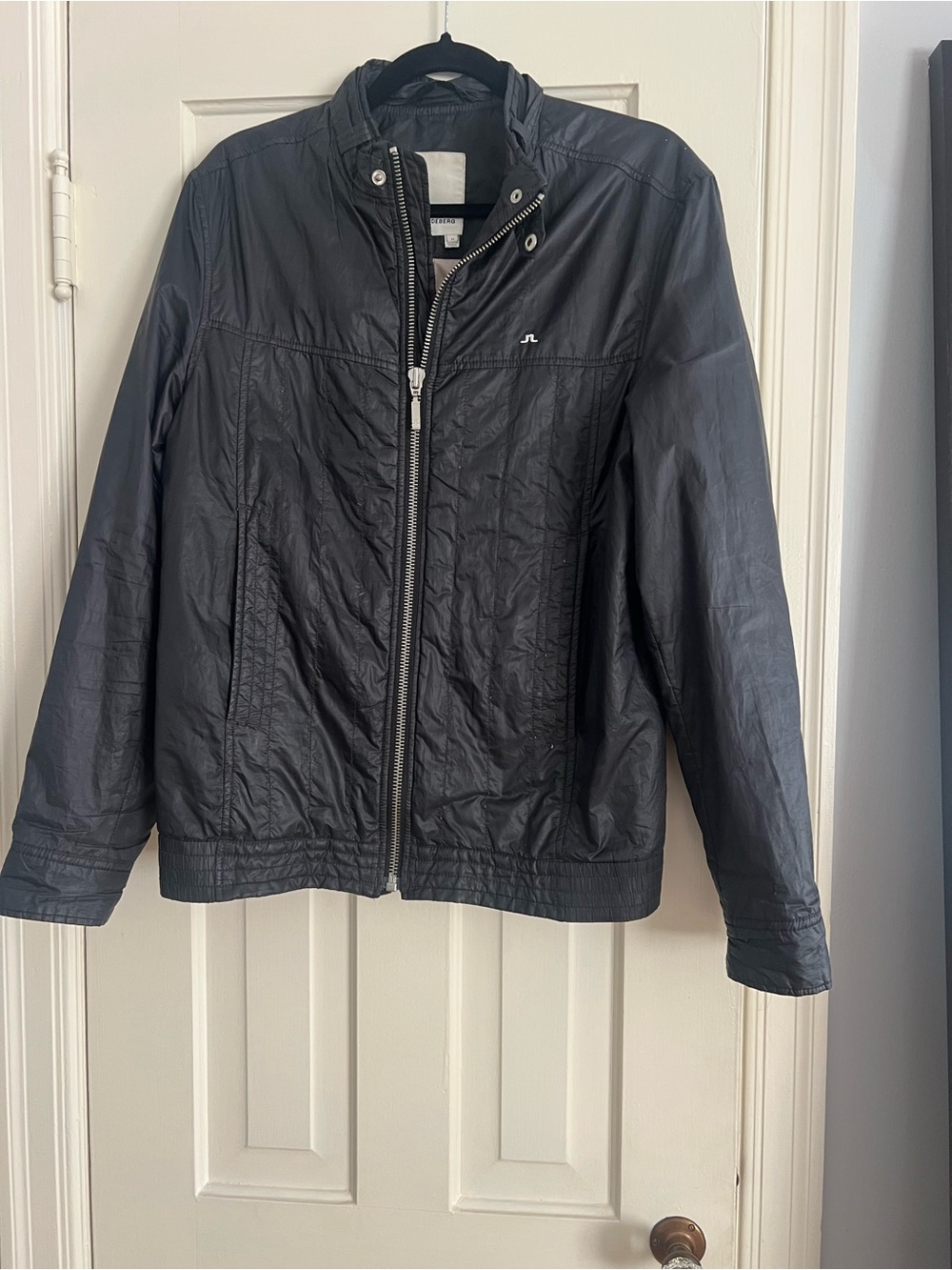 J.Lindeberg Men’s  Black Zip-Up Bomber Jacket